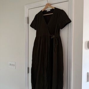 Neuflora Fall River Wrap Dress Green Brown